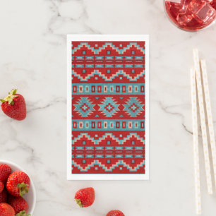 Serviette En Papier Sud-Ouest Mesas Turquoise & Rouge