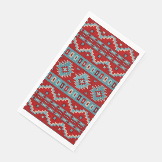 Serviette En Papier Sud-Ouest Mesas Turquoise & Rouge (Coin)