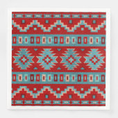 Serviette En Papier Sud-Ouest Mesas Turquoise & Rouge (Devant)