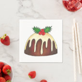Serviette En Papier Sugar Plum Pudding Holly Noël British Festif (En situation)