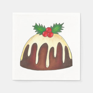 Serviette En Papier Sugar Plum Pudding Holly Noël British Festif