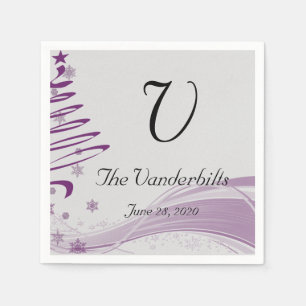 Serviette En Papier Sugar Plum Tree and Snowflake in Purple Napkins
