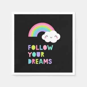 Serviette En Papier Suivez vos rêves Cute Rainbow Cloud