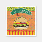Serviette En Papier Summer BBQ Cheeseburger Ajouter un nom (Devant)