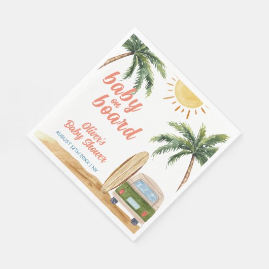 Serviette En Papier Summer Boho Surf Plage Van Baby shower (Coin)