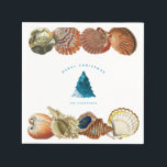 Serviette En Papier Summer Christmas Beach Seashell Nom personnalisé<br><div class="desc">Un design de Noël d'été unique en utilisant des vagues de plage pour remplir le sapin de Noël et les coquillages comme frontière. Idéal pour les cadeaux de Noël et la décoration. Customisez la serviette de la fête de Noël avec votre texte et faites-en le vôtre.</div>