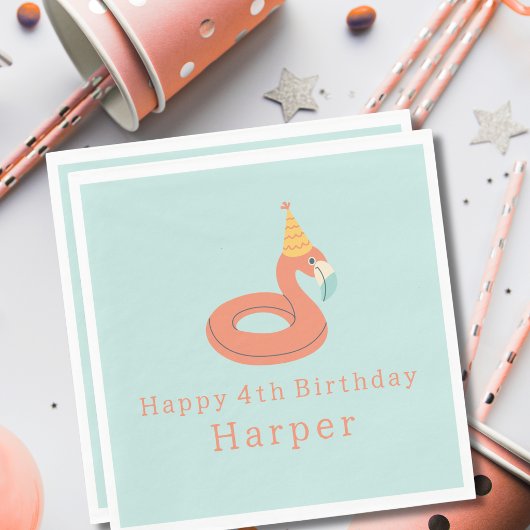 Serviette En Papier summer flamingo float kids birthday pool party
