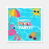 Serviette En Papier Summer Fun Pool Party Nom personnalisé (Devant)