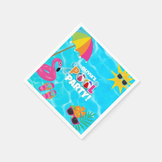 Serviette En Papier Summer Fun Pool Party Nom personnalisé (Coin)