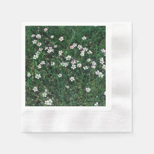 Serviette En Papier Summer Meadow Petits Fleurs sauvages blancs et ros