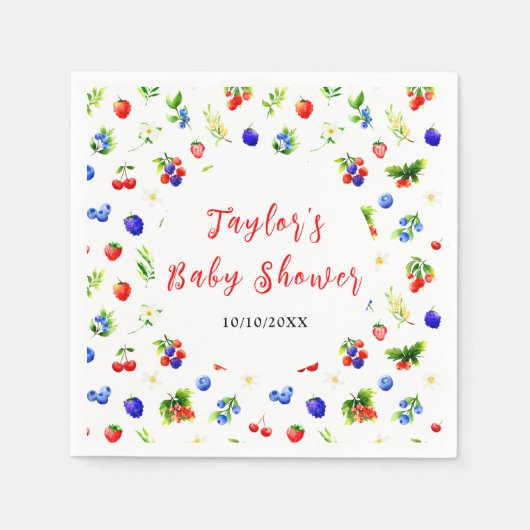 Serviette En Papier Summer Mixed Berries Baby Shower (Devant)