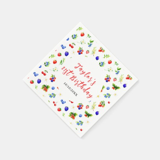 Serviette En Papier Summer Mixed Berries Birthday Party (Coin)