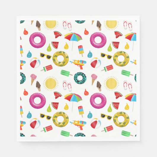 Serviette En Papier Summer Party Beach Pool Motif Amusant (Devant)