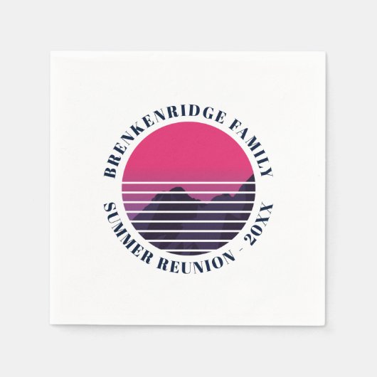 Serviette En Papier Summer Party Retro Sunset Mountains Family Paper (Devant)
