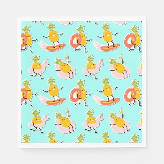 Serviette En Papier Summer Pineapple Fun Paper Napkin (Devant)