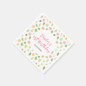 Serviette En Papier Summer Pink and Yellow Floral Birthday (Coin)