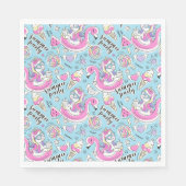 Serviette En Papier Summer Pool Party Unicorn (Devant)
