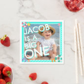 Serviette En Papier Summer Sky Blue Boys 1er anniversaire (En situation)