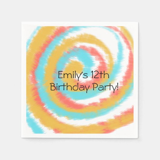 Serviette En Papier Summer Swirl Tie Dye fête d'anniversaire Abstraite (Devant)