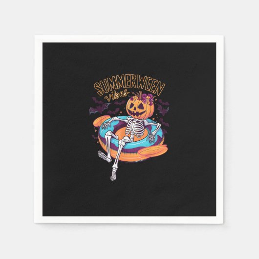 Serviette En Papier Summerween Vibes Skeleton Citrouille Vacances d'ét (Devant)
