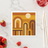 Serviette En Papier Sun & Arches Mid Century Modern Geometric Design (En situation)