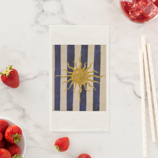Serviette En Papier Sun Design Blue and White Striped Guest Towel