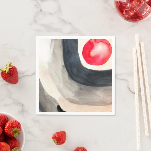 Serviette En Papier Sun gris et noir art moderne abstrait (En situation)