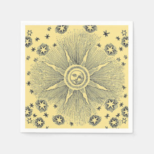 Serviette En Papier Sun Stars Antique Nuit Ciel Médiéval Zodiac
