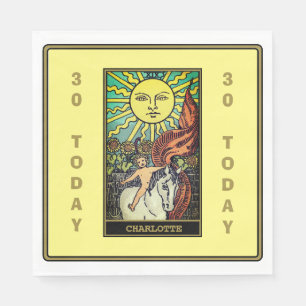 Serviette En Papier Sun Tarot Card Jaune Anniversaire Nom de la fête