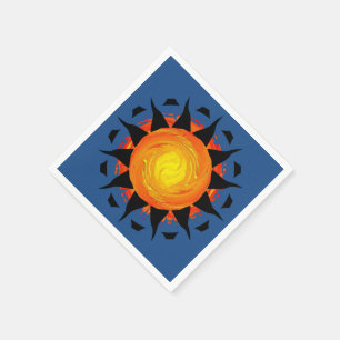 Serviette En Papier Sun tribal dans le bleu