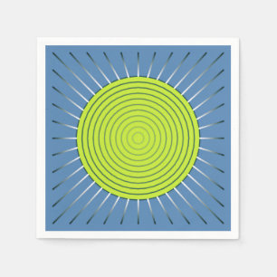 Serviette En Papier Sunburst géométrique moderne - Lime et bleu Denim