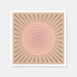 Serviette En Papier Sunburst géométrique moderne - Peach et Tan