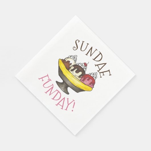 Serviette En Papier SUNDAE FUNDAE Banana Split Ice Cream Social (Coin)