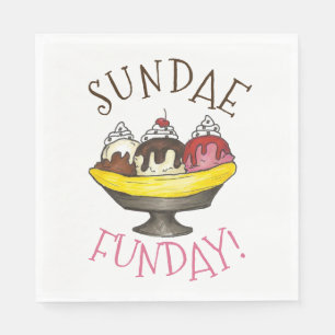 Serviette En Papier SUNDAE FUNDAE Banana Split Ice Cream Social