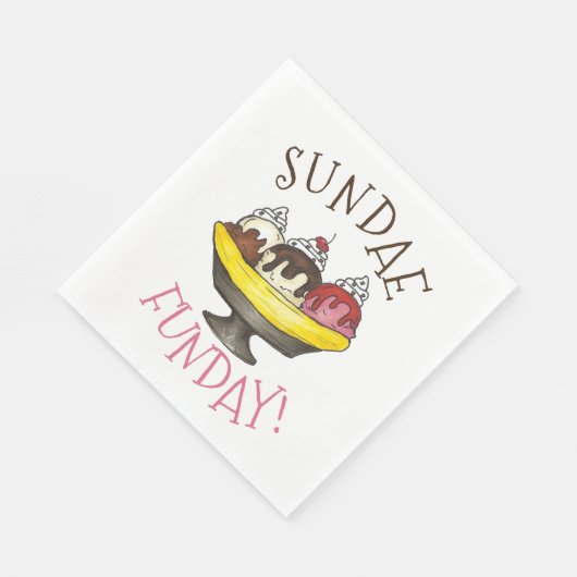 Serviette En Papier SUNDAE FUNDAE Banana Split Ice Cream Social (Coin)