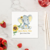 Serviette En Papier Sunflow Elephant Girl Baby shower serviettes Anniv (En situation)