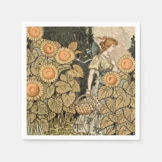 Serviette En Papier Sunflower Art Nouveau Jardin Grasset Femme (Devant)