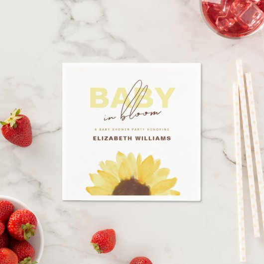 Serviette En Papier Sunflower Baby in Bloom Party (En situation)