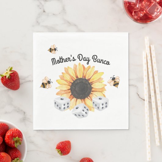Serviette En Papier Sunflower Bees Floral Dice Bunco (En situation)
