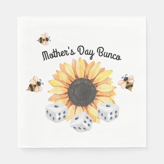 Serviette En Papier Sunflower Bees Floral Dice Bunco (Devant)