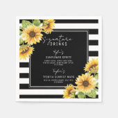 Serviette En Papier Sunflower Black Stripe Signature Boissons Mariage (Devant)