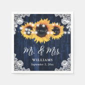 Serviette En Papier Sunflower bleu marine M. et Mme Mariage (Devant)