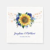 Serviette En Papier Sunflower Blue Floral String Mariage (Devant)