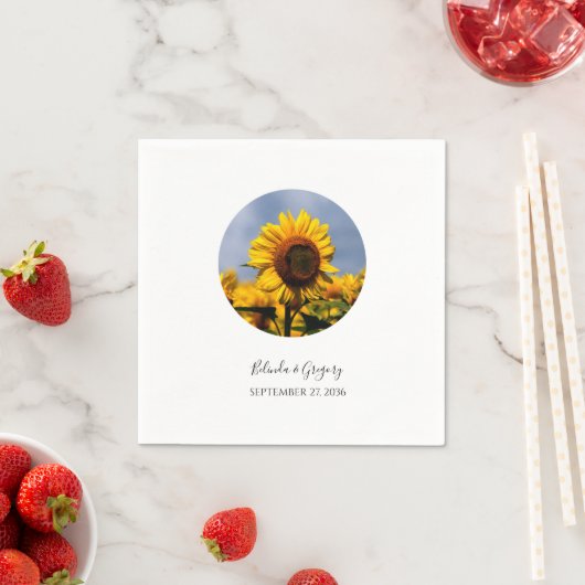 Serviette En Papier Sunflower Blue Sky Rustique Mariage (En situation)