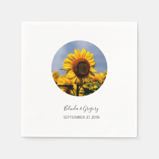 Serviette En Papier Sunflower Blue Sky Rustique Mariage (Devant)