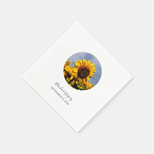 Serviette En Papier Sunflower Blue Sky Rustique Mariage (Coin)