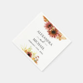Serviette En Papier Sunflower Bourgogne Pays Aquarelle Mariage (Coin)