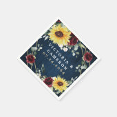 Serviette En Papier Sunflower Bourgogne Rose Marine Mariage géométriqu (Coin)