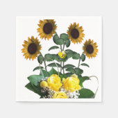 Serviette En Papier Sunflower Bumblebee Yellow Roses Papier (Devant)
