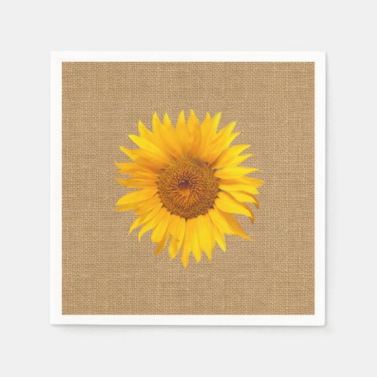 Serviette En Papier Sunflower Burlap Mariage rustique (Devant)